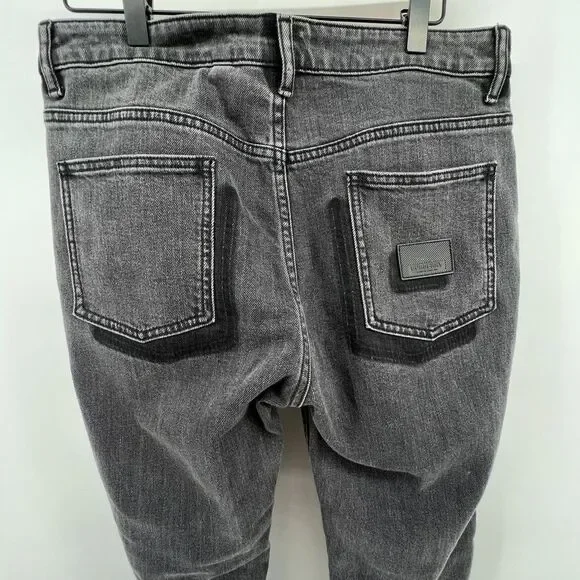 Burberry Women W30 Mid Rise Skinny Stretch Jeans Denim‎ Black Gray Wash Leather